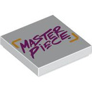 LEGO White Tile 2 x 2 with "Master Piece" with Groove (3068 / 104793)