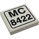 LEGO White Tile 2 x 2 with "MC 8422" Sticker with Groove (3068)