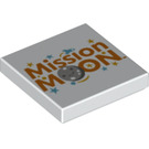 LEGO White Tile 2 x 2 with 'Mission MOON' with Groove (3068 / 40118)