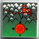 LEGO Weiß Fliese 2 x 2 mit Mount Everest Map und Compass mit Nut (3068)