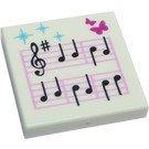 LEGO White Tile 2 x 2 with Music Notes with Groove (3068 / 10215)