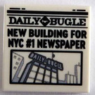 LEGO Hvit Tile 2 x 2 med Newspaper 'DAILY BUGLE' og 'NEW BUILDING for NYC #1 NEWSPAPER' med Rille (3068)