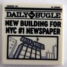 LEGO White Tile 2 x 2 with Newspaper 'DAILY BUGLE' and 'NEW BUILDING FOR NYC #1 NEWSPAPER' with Groove (3068)