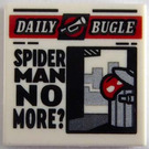 LEGO Wit Tegel 2 x 2 met Newspaper 'DAILY BUGLE' en 'Spin MAN NO MORE?' met groef (3068)
