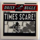 LEGO White Tile 2 x 2 with Newspaper 'DAILY BUGLE' and 'TIMES SCARE!' with Groove (3068)