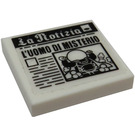 LEGO Wit Tegel 2 x 2 met Newspaper 'La Notizia' en 'L'UOMO DI MISTERIO' Sticker met groef (3068)