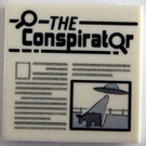 LEGO Hvit Tile 2 x 2 med Newspaper 'THE Conspirator' med Rille (3068)