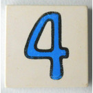 LEGO Weiß Fliese 2 x 2 mit Number 4 mit Nut (3068)