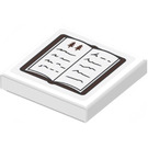 LEGO Weiß Fliese 2 x 2 mit Open Book mit Text Aufkleber mit Nut (3068)