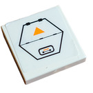 LEGO White Tile 2 x 2 with Orange Triangle and Handle on a Hexagonal Door Sticker with Groove (3068)