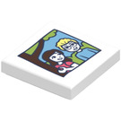 LEGO White Tile 2 x 2 with Photo of Two Friends Sticker with Groove (3068)