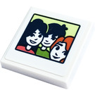 LEGO White Tile 2 x 2 with Picture, Boy, Girls Sticker with Groove (3068)