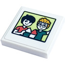 LEGO White Tile 2 x 2 with Picture, Boys Sticker with Groove (3068)