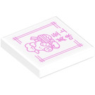 LEGO White Tile 2 x 2 with Pink Pigsy’s Noodles Sign Sticker with Groove (3068)