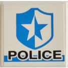 LEGO White Tile 2 x 2 with 'POLICE' 8230 Sticker with Groove (3068)