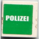 LEGO White Tile 2 x 2 with "POLIZEI" Sticker with Groove (3068)