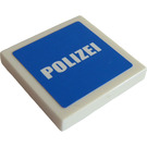 LEGO Wit Tegel 2 x 2 met "POLIZEI" Sticker met groef (3068)
