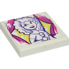 LEGO White Tile 2 x 2 with Portrait of Girl with Popsicle Sticker with Groove (3068)
