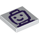 LEGO White Tile 2 x 2 with Purple Minifigure Head Drawing with Groove (49334)