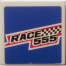 LEGO White Tile 2 x 2 with Race 555 Sticker with Groove (3068)