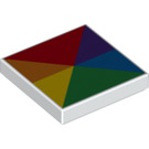 LEGO Weiß Fliese 2 x 2 mit Rainbow Colored Triangles mit Nut (3068 / 20827)