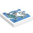 LEGO White Tile 2 x 2 with Record Sleeve - Mo and Fish Sticker with Groove (3068)