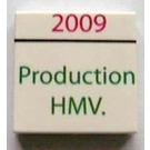 LEGO White Tile 2 x 2 with Red 2009 and Green Prodcution HMV. with Groove (3068)