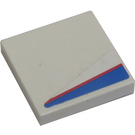 LEGO White Tile 2 x 2 with Red and Blue Line (right) Sticker with Groove (3068)