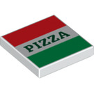 LEGO White Tile 2 x 2 with Red and Green Stripes and Pizza with Groove (3068)