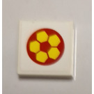 LEGO White Tile 2 x 2 with Red and Yellow Football Sticker with Groove (3068)