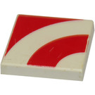 LEGO White Tile 2 x 2 with Red Quarter Rings with Groove (3068)