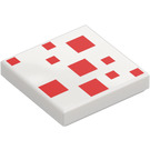 LEGO White Tile 2 x 2 with Red Squares with Groove (26827 / 67533)