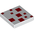 LEGO Weiß Fliese 2 x 2 mit rot Squares mit Nut (26827 / 67533)