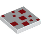 LEGO White Tile 2 x 2 with Red Squares with Groove (3068)