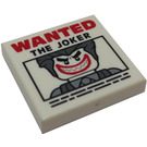 LEGO White Tile 2 x 2 with Red WANTED and Black THE JOKER with Groove (3068 / 29695)