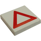 LEGO White Tile 2 x 2 with Red Warning Triangle with Groove (3068 / 80174)