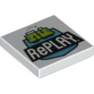 LEGO White Tile 2 x 2 with RePLAY Logo with Groove (3068 / 69936)