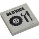 LEGO White Tile 2 x 2 with 'SERVICE' and Tire and Tools Sticker with Groove (3068)