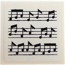 LEGO White Tile 2 x 2 with Sheet Music Sticker with Groove (3068)