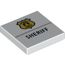 LEGO Weiß Fliese 2 x 2 mit 'SHERIFF' und Polizei Badge mit Nut (3068 / 33635)