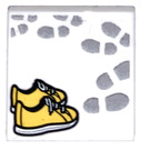 LEGO White Tile 2 x 2 with Shoes with Footprints with Groove (3068)