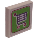 LEGO White Tile 2 x 2 with Shopping Cart Sticker with Groove (3068)