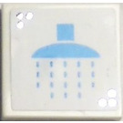 LEGO White Tile 2 x 2 with Shower Sticker with Groove (3068)