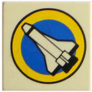 LEGO White Tile 2 x 2 with Space Shuttle and Circle with Groove (3068)