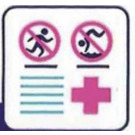 LEGO blanc Tuile 2 x 2 avec Autocollant of No running, no diving symbols, et une pink first aid Traverser avec rainure (3068)