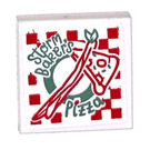 LEGO White Tile 2 x 2 with Storm Baker's Pizza Sticker with Groove (3068)