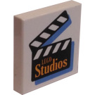 LEGO Білий Плитка 2 x 2 з Studios Clapboard з канавкою (3068 / 84505)