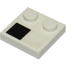 LEGO Weiß Fliese 2 x 2 mit Bolzen auf Kante mit Schwarz Platz Links Aufkleber (33909)