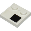 LEGO White Tile 2 x 2 with Studs on Edge with Black Square right Sticker (33909)
