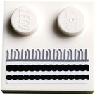 LEGO Weiß Fliese 2 x 2 mit Bolzen auf Kante mit Schwarz Streifen und Medium Stone Grau Tassles Aufkleber (33909)